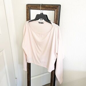 Nasty Gal light pink long sleeve ribbed crop top